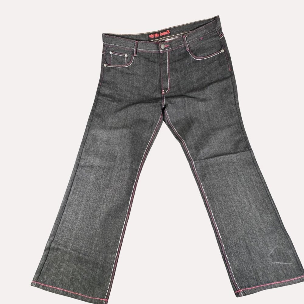 Black Laque mens 44W black denim jeans Y2K Vintage Street Wear Jeans